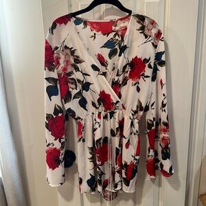 Longsleeve short romper set rose design